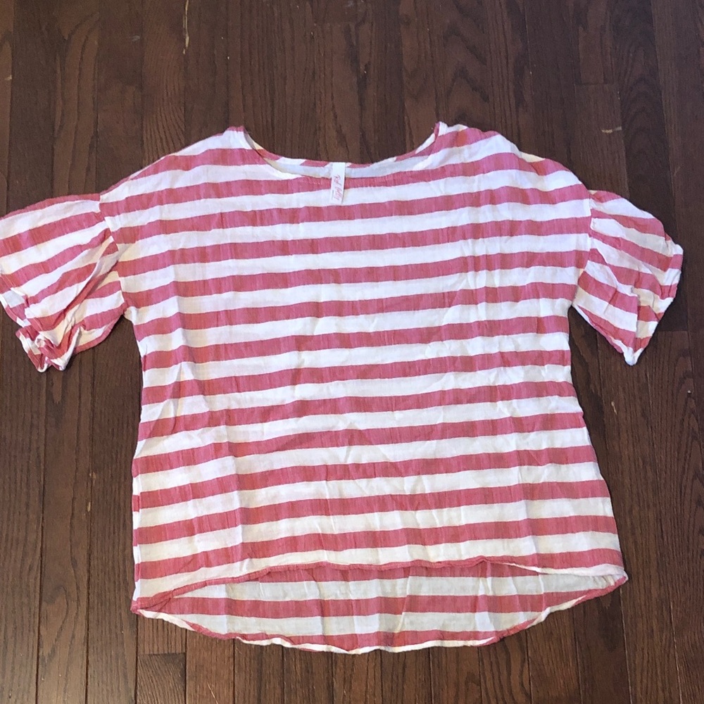 Red Camel Cotton Blend Striped Blouse in Pink and White